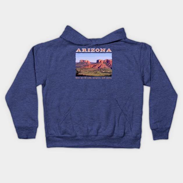 Arizona, Scenic with Red Rocks Kids Hoodie by jdunster